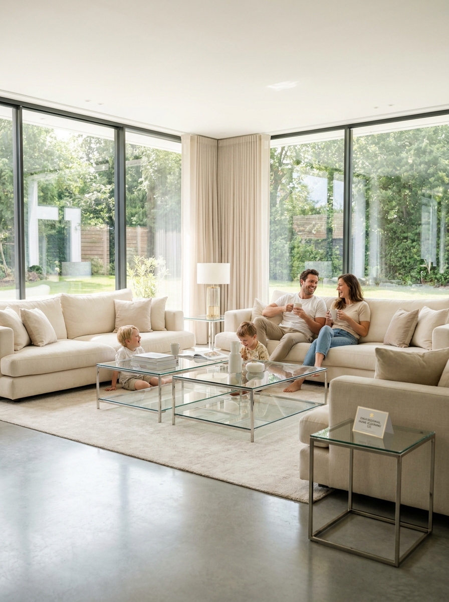 Happy Family in Clean Living Room
